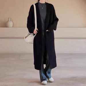 Morbido stile <span class=keywords><strong>scialle</strong></span> grande <span class=keywords><strong>cardigan</strong></span> scollo <span class=keywords><strong>a</strong></span> V per donna maglione lavorato <span class=keywords><strong>a</strong></span> maglia <span class=keywords><strong>a</strong></span> maniche lunghe <span class=keywords><strong>con</strong></span> tasca - Product Image 4