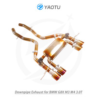YT pipa knalpot Aloi Titanium, pipa knalpot dua sisi empat outlet dan katup untuk BMW G8X M3 M4 3.0T, emas panggang