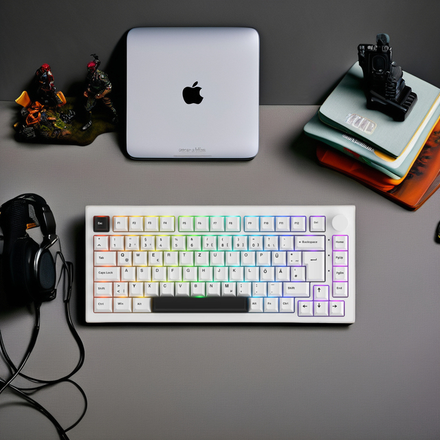 Custom Aluminum CNC Shell, 75% Layout, Replaceable RGB Lighting Effect, Gaming Keyboard, Wired Mechanical Gaming Keyboard