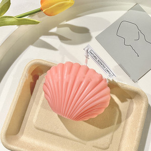 Desktop-Studio Kreative Niedliche Fächerförmige Muschelkerze, Kleine Handgemachte Rauchfreie Sojawachs-Feiertagsdekoration Geschenk - Product Image 4