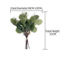 MW14002 Couronne de décoration de table de jardin en argent dollar feuilles d'eucalyptus en soie tiges avec graines fleurs vertes artificielles