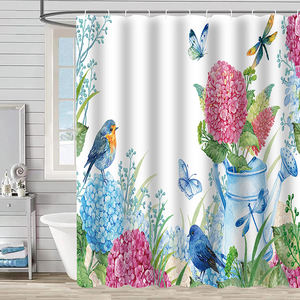 Farmhous Purple Truck Acuarela Flor Hojas Mariposa Tela impermeable Impresión Cortina <span class=keywords><strong>de</strong></span> ducha para <span class=keywords><strong>Baño</strong></span> - Product Image 6