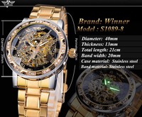Montre-bracelet mécanique squelette de luxe pour homme Winner, design royal, haut de gamme, transparente, mode, diamant, lumineuse, ovale, 22 mm, jour