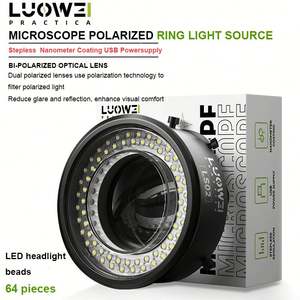 Luowei-Anillo polarizado <span class=keywords><strong>para</strong></span> microscopio, fuente de luz antideslumbrante, anillo de luz, <span class=keywords><strong>calibre</strong></span> 61mm, 64 cuentas LED - Product Image 2