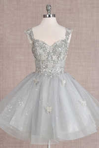Vestidos <span class=keywords><strong>de</strong></span> Graduación <span class=keywords><strong>de</strong></span> Tul Cortos <span class=keywords><strong>para</strong></span> <span class=keywords><strong>Adolescentes</strong></span> con Hombros Descubiertos y Aplicaciones <span class=keywords><strong>de</strong></span> Encaje Brillantes <span class=keywords><strong>para</strong></span> Cóctel - Product Image 6