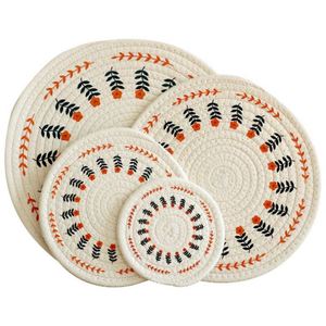 Napperons et sous-verres promotionnels tissés résistants à la chaleur, imprimés en coton de style nordique, pour une table élégante - Product Image 1
