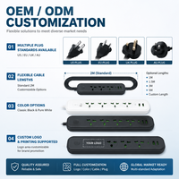 Multiprise universelle 4 ports avec ports USB Type-C PD, longueur de câble réglable, pour usage en grenier
