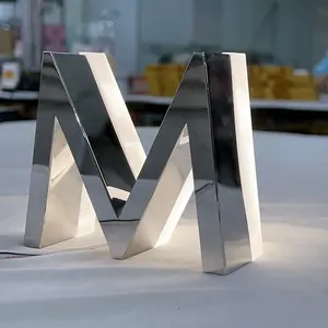 2022 lettere in metallo personalizzate Logo 3d segnaletica in acciaio inossidabile specchio lucido lettera in metallo in acciaio inossidabile per parete