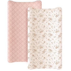 2 Pack copricerini in cotone trapuntato in mussola impermeabile copri pannolini copri tavolo morbido per ragazze e ragazzi - Product Image 1