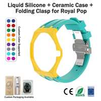 Großhandel Premium FKM Armband mit Edelstahl Bumper Gehäuse für Swatch x AP Royal Pop Luxus Robustes Mod Kit Sportband