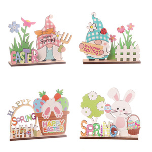 Nuevos Adornos de Madera Rústicos Pastorales de Conejo y Cesta de Pascua con Diseño de Dibujos Animados para Venta al por Mayor - Product Image 5