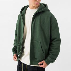 Vintage printemps Streetwear lourd fermeture éclair à capuche personnalisé strass surdimensionné à capuche Ubisex 500 Gsm Boxy fermeture éclair à capuche hommes - Product Image 4