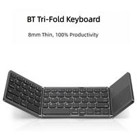 Keyboard Lipat Nirkabel Portabel Gamegaga Tri-Fold dengan Touchpad dan Tombol Scissor-Switch untuk Laptop, Tablet, Ponsel, Kantor, dan Perjalanan
