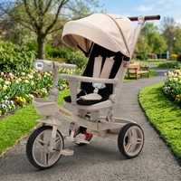 Tricycle multifonctionnel pour enfants avec poignée pivotante pliable en plastique, pour les enfants de 2 à 4 ans
