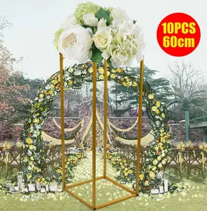 10Pcs Golden Flower Stand Metal Flower Vase Floor Column Stand