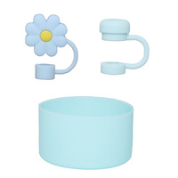 Pour Stanley Cup 10mm Silicone Fleur Paille Cache-Poussière Trois Pièces Ensemble Tête De Champignon Paille Chrysanthème Cap Accessoires