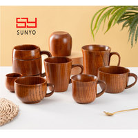 Tasse à boire artisanale en bois SUNYO, tasse de cuisine rustique pour boissons, design grain de bois naturel Japandi, durable et élégante, cadeau pour la maison