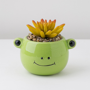 Minimaceta <span class=keywords><strong>de</strong></span> cerámica con forma <span class=keywords><strong>de</strong></span> animal <span class=keywords><strong>de</strong></span> <span class=keywords><strong>rana</strong></span>, plantas suculentas artificiales para decoración <span class=keywords><strong>de</strong></span> jardín - Product Image 1