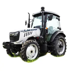 Langpak 80hp China Farm Garden Tractor com motor Front End Loader equipado com máquinas agrícolas de luxo cab 4x4