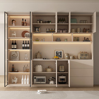 Meubles de cuisine LED personnalisés de luxe, armoires de cuisine modulaires avec paniers de rangement pour appartement