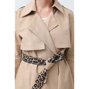 Gabardina Elegante para Mujer, Manga Larga, Tejida, Resistente al Viento, Color Camel, para Otoño - Product Image 5