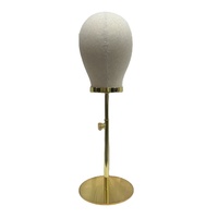 Maniquíes de Cabeza Cubiertos de Tela, Soporte de Exhibición para Pelucas y Sombreros con Cabeza Brillante, Soporte de Madera Personalizado Dorado para Exhibición de Sombreros al por Menor