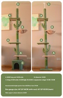 Arbre à chat d'intérieur écologique de luxe en bois, tour à chat réglable en hauteur, avec condo pour chat et poteau à gratter en sisal, grand modèle du sol au plafond