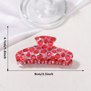 Модная элитная заколка-краб из ацетата с ретро-принтом вишни, изысканный аксессуар для волос, заколка-краб для волос с клубничным принтом - Product Image 2