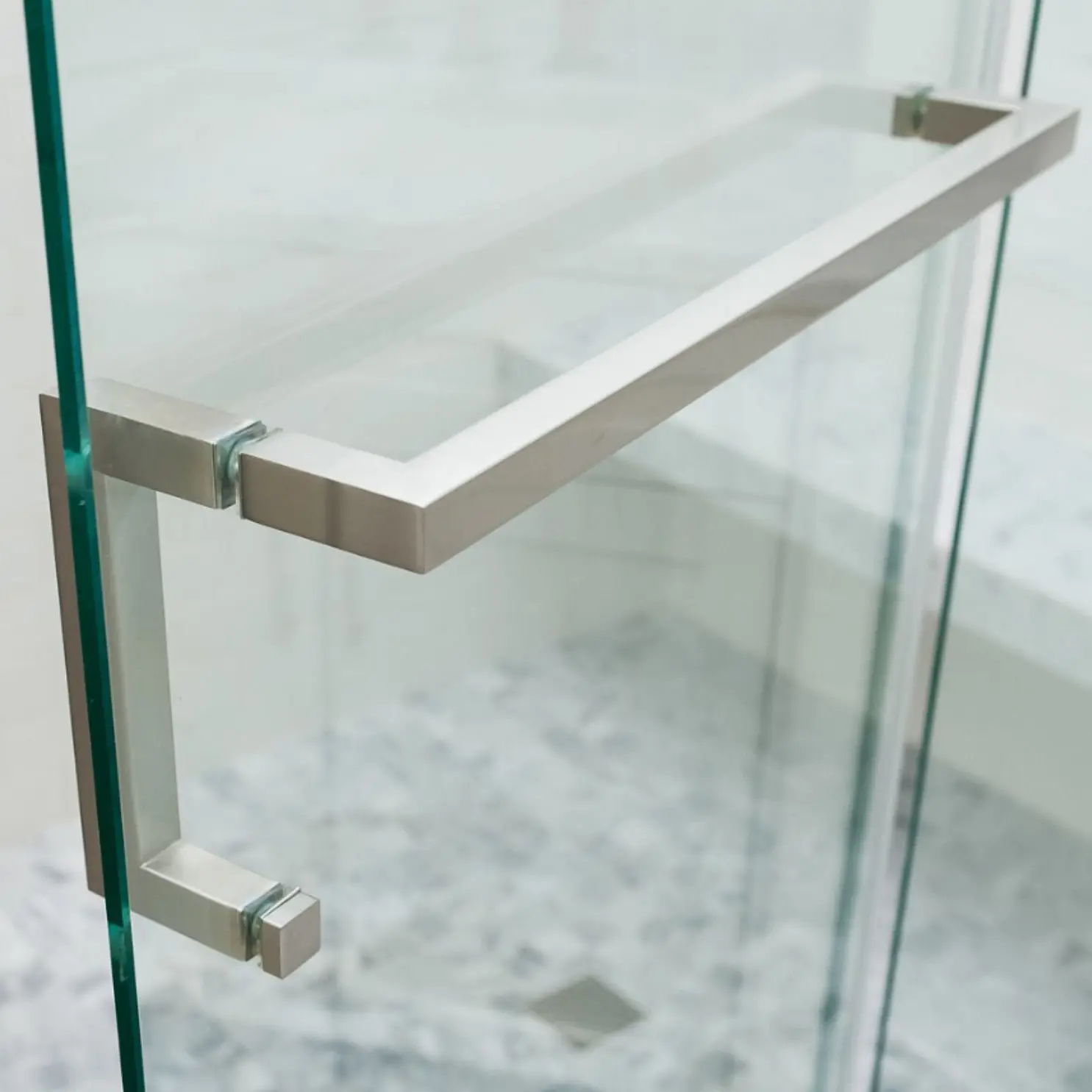 Polish Chrome 6x18 Inches Glass Door handles Square Towel Bar Shower Handles