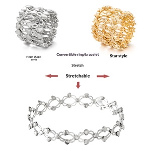 Bague Rétractable Réglable en Cuivre, Design Étoile et Cœur, Double Usage, Bestseller Transfrontalier, Cadeau Idéal pour <span class=keywords><strong>Femme</strong></span> - Product Image 2