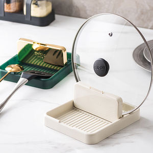 Support de couvercle de casserole pliable-Étagère à double fente canaux anti-goutte, convient aux couvercles et ustensiles de 20 à 40cm, organisateur de cuisine peu encombrant - Product Image 1