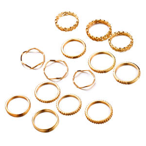 Set di 14 <span class=keywords><strong>Anelli</strong></span> Vintage Bohémien a Forma di Cuore Placcati Argento e Oro per Donne - Product Image 3