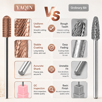 Juego de brocas para uñas Yaqin New Rose Gold, de carburo de tungsteno, herramienta profesional para taladrar uñas, brocas de corte recto y cruzado, seguras.