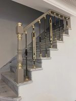 Colonnes en alliage d'aluminium pour garde-corps intérieurs, rampes d'escalier et balcons de villas modernes - Résistantes à l'eau Or/Noir
