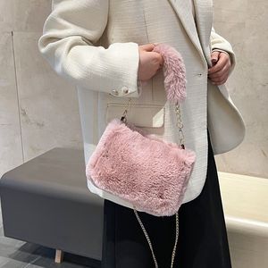 Fall Winter Fluffy Luxury Designer Mini Handbag Woman Leather Plush Faux Fur Shoulder Bag Crossbody Lambswool Lock <b>Purse</b> - Product Image 4