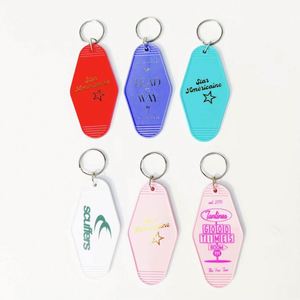 Discount Colorful Transparent Custom Design Logo Retro Hotel Keychain Motel With Keyrings Room Number <b>Key</b> <b>Chain</b> - Product Image 2