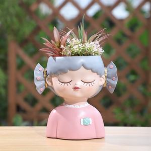 Macetas modernas de tamaño M, bonitas macetas de resina para <span class=keywords><strong>cactus</strong></span>, macetas bonitas <span class=keywords><strong>con</strong></span> cabeza de caramelo, macetas suculentas, maceta para <span class=keywords><strong>flores</strong></span> faciales - Product Image 3