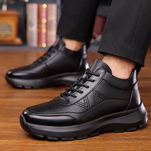 Botas de Nieve de Invierno para Hombre, de Cuero Genuino, Punta Redonda, Forro de Felpa, Suela de Goma Antideslizante, Entresuela de EVA, Cálidas y Casuales - Product Image 3