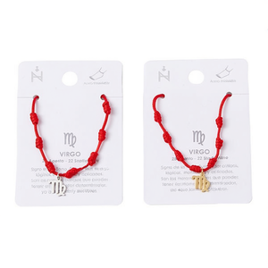 Cavigliera Segno Zodiacale Vergine Sette Stelle, Braccialetto con Ciondolo in Acciaio Inossidabile Fatto a Mano con Cordino Rosso, Gioielli per Donna - Product Image 1