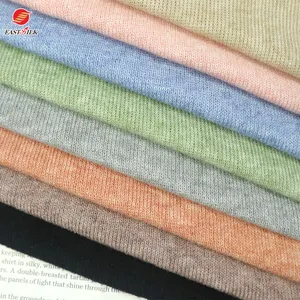 Popolare tinta unita personalizzato rayon viscosa spandex poliestere 1*1 tessuto in cashmere lavorato a maglia a coste per maglione