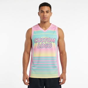 Maillot de basketball sans manches à col rond respirant, débardeur de haute qualité avec logo personnalisé, impression lumineuse unisexe par transfert thermique - Product Image 1