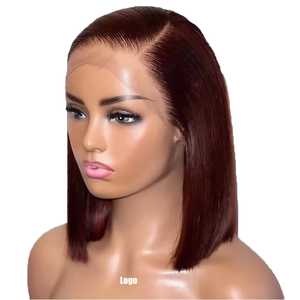 Perruque Afro Courte Droite à Frange Longue en Dentelle Frontale Femoon, Couleur Dégradée Noire, Fibre Haute Température, Meilleure Vente pour Femmes - Product Image 1