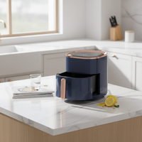 Friteuse à air électrique mini portable sans huile, fonction cuisson, capacité 3,5 L, 1200 W, contrôle numérique par écran tactile, design avec fenêtre en verre