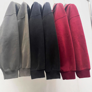 Boxy Hoodies Custom Distressed Oversized Vintage Acid Wash Streetwear Embroidery Fleece Cotton Heavyweight <strong>Men</strong> <strong>Pullover</strong> - Product Image 5