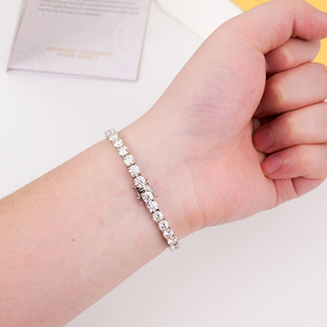 Custom Tennis Chain 5MM Round Brilliant Cut Moissanite Diamond Tennis <b>Bracelet</b> 925 Sterling Silver Women's edding Jewelry - Product Image 4