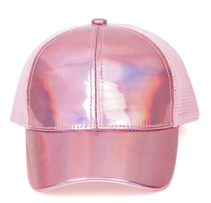 Mode fête <span class=keywords><strong>holographique</strong></span> PU camionneur chapeau brillant maille dos 100% Polyester brodé à la main arcs Argyle motif brillant <span class=keywords><strong>casquette</strong></span> de Baseball - Product Image 1