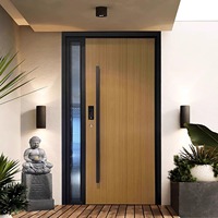 Puerta de Entrada Abatible de Aluminio Fundido Personalizada de Fábrica, Impermeable, con Aislamiento Acústico, Puerta Principal para Villa con Vidrio Lateral, Cerradura Inteligente, OEM ODM Personalizado