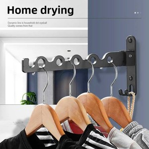 Séchoir à linge pliable en alliage d'aluminium sans perçage, pour balcon, usage domestique et hôtelier, intérieur, dissimulé, à barre unique - Product Image 2