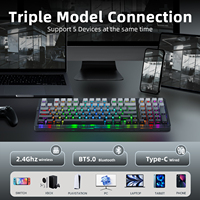 Teclado Inalámbrico para Juegos ZORNHER ZH980, 97 Teclas TKL, Retroiluminación RGB, 2.4GHz, 3 Modos, Teclado Mecánico, Teclado Numérico, Teclas Programables