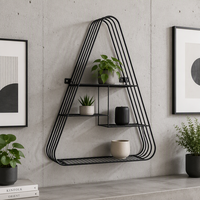 Étagère Murale en Métal Noir pour Salon, 55.88*14.61*72.39CM, Vente en Gros, Décoration Murale Superposée